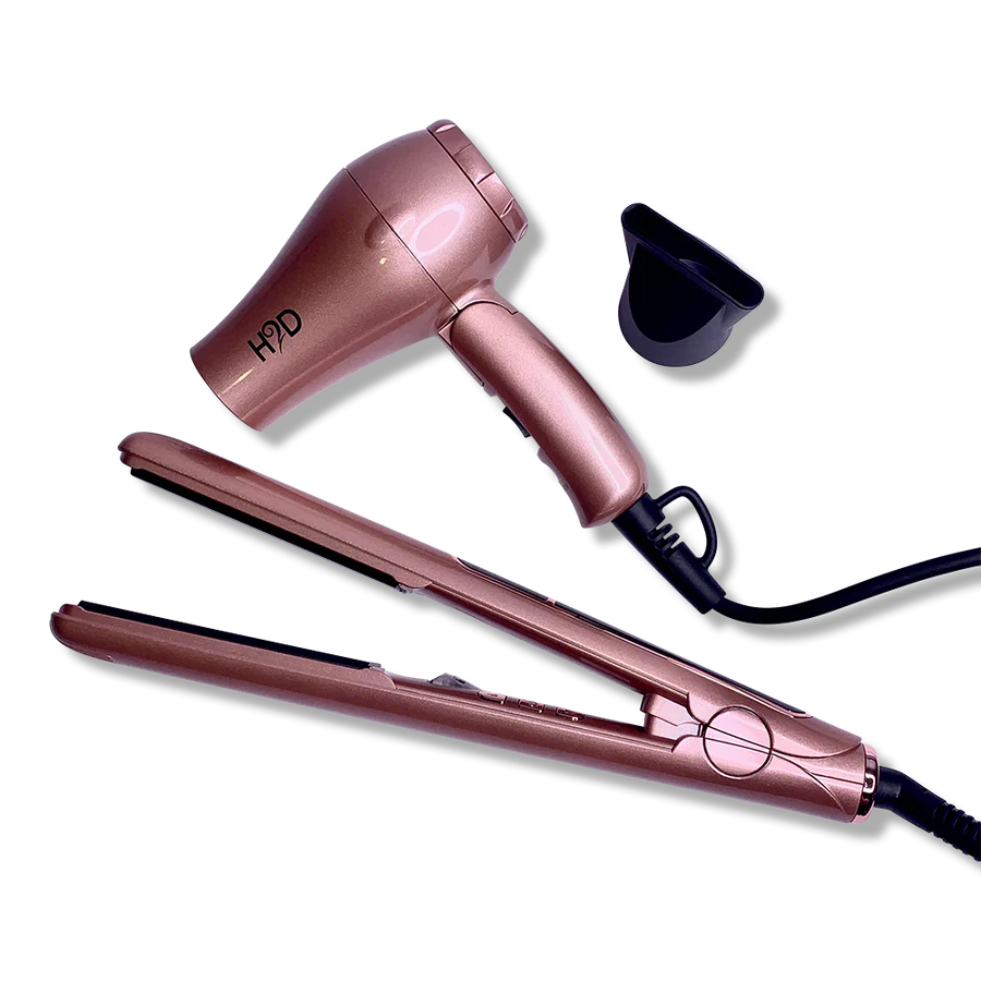 Hair2Day Linear Ii Rose Gold Hair Straightener And Travel Dry Set