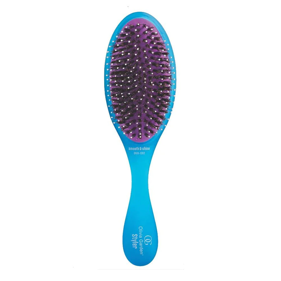 Olivia Garden Styler Smooth + Shine Brush-blue