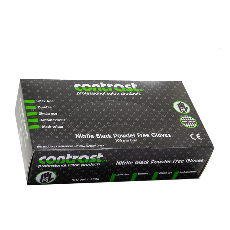 Contrast Contrast Gloves Nitrile Black Powder Free - Medium 100pk