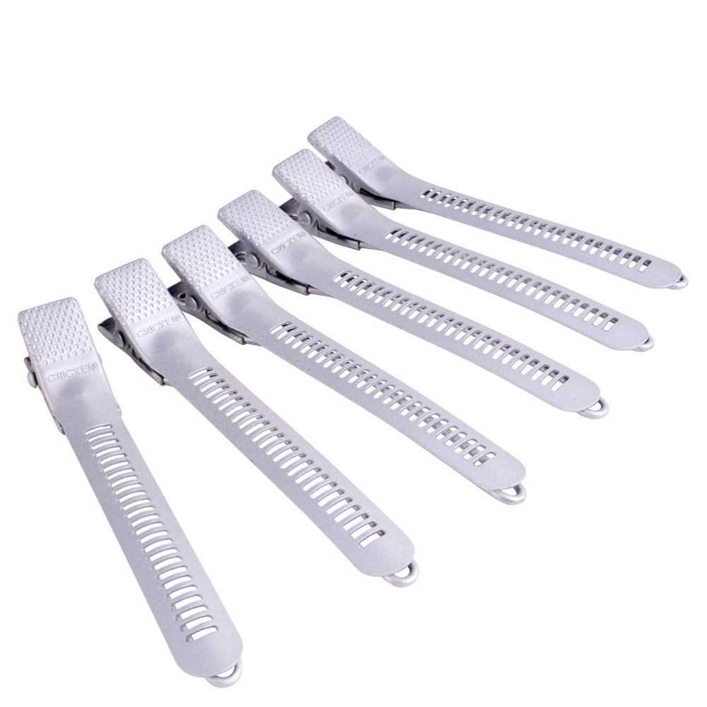 Cricket Super Grip Clips Rubberized 6pc - Silver