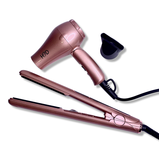 Hair2Day Linear Ii Rose Gold Hair Straightener And Travel Dry Set