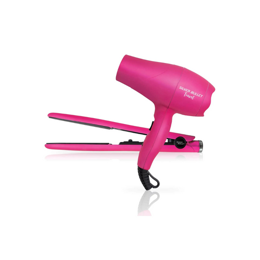 Silver Bullet Luxe Travel Set Dryer 2200w And Straightener - Pink
