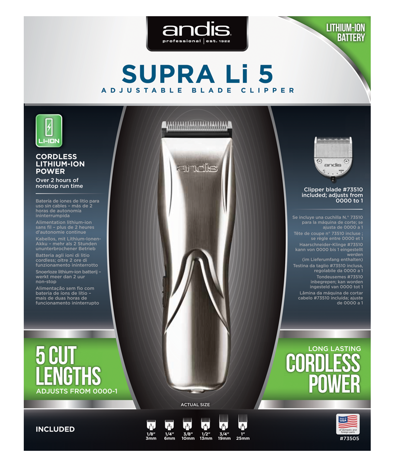 Andis Supra Li 5 Adjustable Blade Cordless Clipper Lcl2