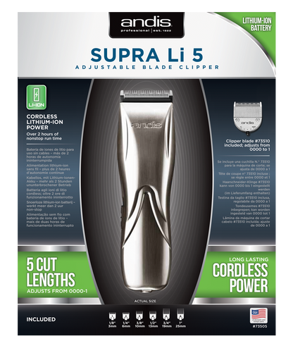 Andis Supra Li 5 Adjustable Blade Cordless Clipper Lcl2