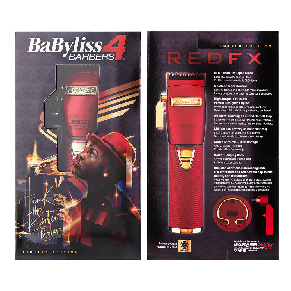 BaBylissPro Red Fx Lithium Clipper - Red Cord/cordless