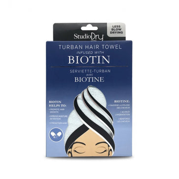 Studio Dry Turban Hair Towel Infused With Biotin - Light Blue