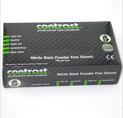 Contrast Contrast Gloves Nitrile Black Powder Free - Small 100pk