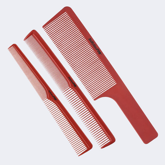 BaBylissPro Barberology Comb Set 3pc - Red
